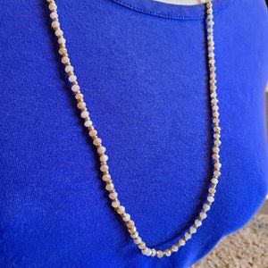 30" Long Gold Tone and Smoky Czech Glass Bead Strand Necklace Casual Fashion